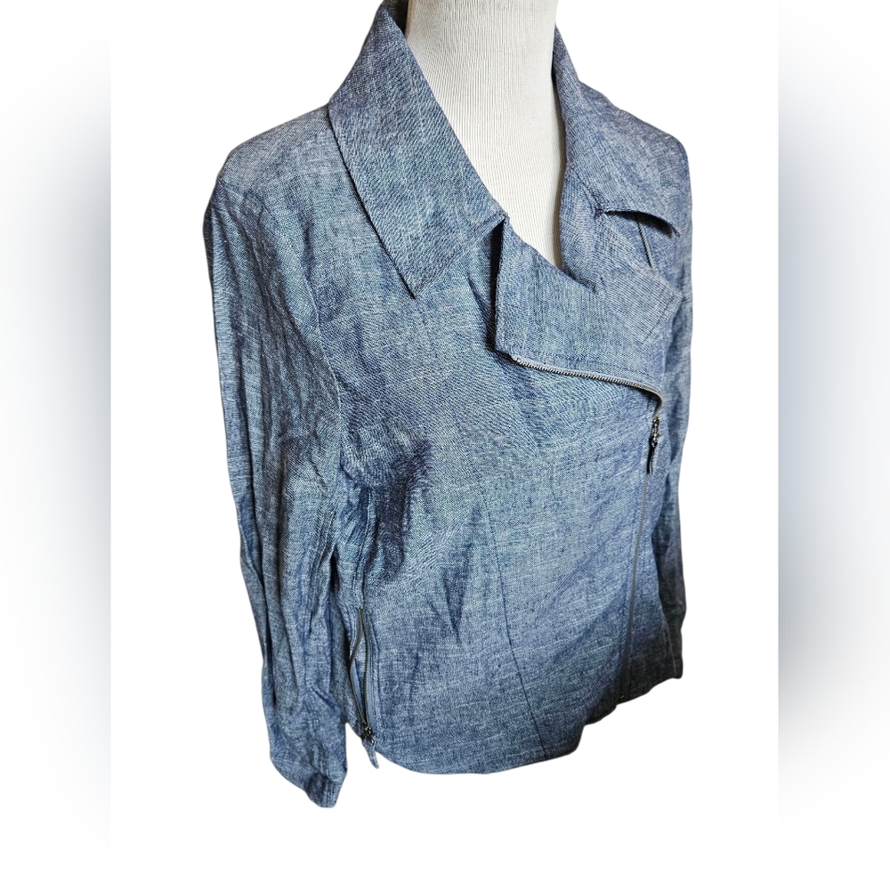 Max Studio Light Blue Denim-Style Jean Jacket - Picture 2 of 14